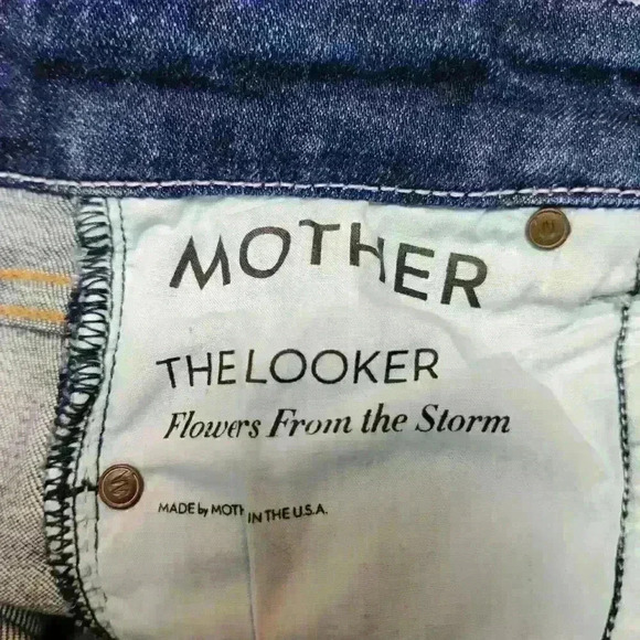 Mother High-Waist Looker Skinny Jeans in Flowers From The Storm Wash Size: 24 - Picture 7 of 10